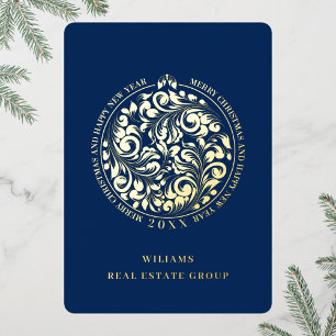 Frohe Weihnachten Firmengrüße Gold Folien Feiertagskarte