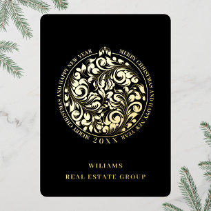 Frohe Weihnachten Firmengrüße Gold Folien Feiertagskarte