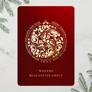 Frohe Weihnachten Firmengrüße Gold Folien Feiertagskarte