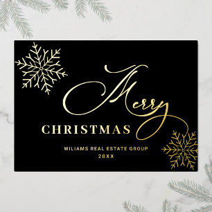 Frohe Weihnachten Firmengrüße Gold Folien Feiertagskarte