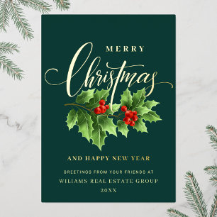 Frohe Weihnachten Firmengrüße Gold Folien Feiertagskarte