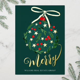 Frohe Weihnachten Firmengrüße Gold Folien Feiertagskarte