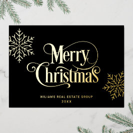 Frohe Weihnachten Firmengrüße Gold Folien Feiertagskarte