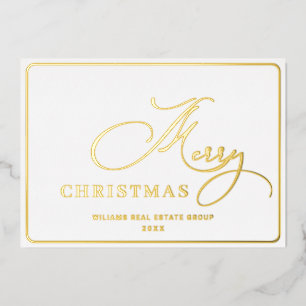 Frohe Weihnachten Firmengrüße Gold Folien Feiertagskarte
