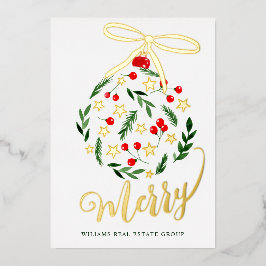 Frohe Weihnachten Firmengrüße Gold Folien Feiertagskarte