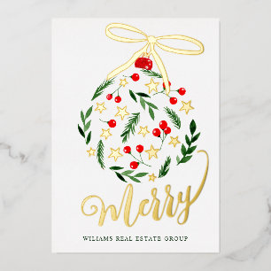 Frohe Weihnachten Firmengrüße Gold Folien Feiertagskarte