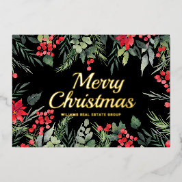 Frohe Weihnachten Firmengrüße Gold Folien Feiertagskarte