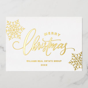 Frohe Weihnachten Firmengrüße Gold Folien Feiertagskarte