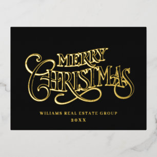 Frohe Weihnachten Firmengrüße Gold Folien Feiertagspostkarte