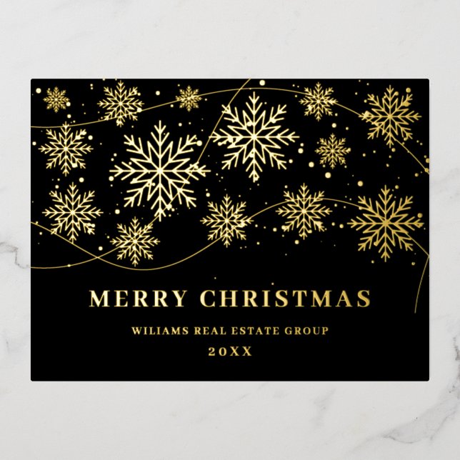 Frohe Weihnachten Firmengrüße Gold Folien Feiertagspostkarte (Vorderseite)