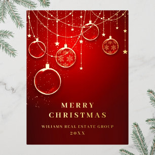 Frohe Weihnachten Firmengrüße Gold Folien Feiertagspostkarte