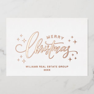Frohe Weihnachten Firmengrüße Rose Gold Folien Feiertagskarte
