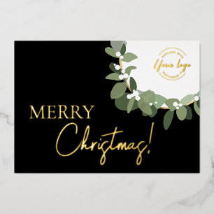 Frohe Weihnachten Firmenlogo Kranz Elegant Folien Feiertagskarte