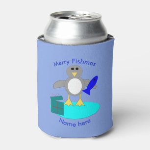 Frohe Weihnachten Fischen Pinguin Can Cooler Dosenkühler