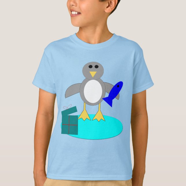 Frohe Weihnachten Fischen Pinguin Kinder T Shirt (Vorderseite)