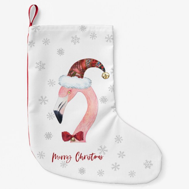 Frohe Weihnachten Flamingo Santa Modern Weihnachte Kleiner Weihnachtsstrumpf (Vorderseite)