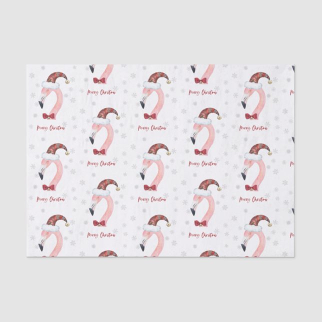 Frohe Weihnachten Flamingo Santa Modern Weihnachte Seidenpapier (Vorderseite)