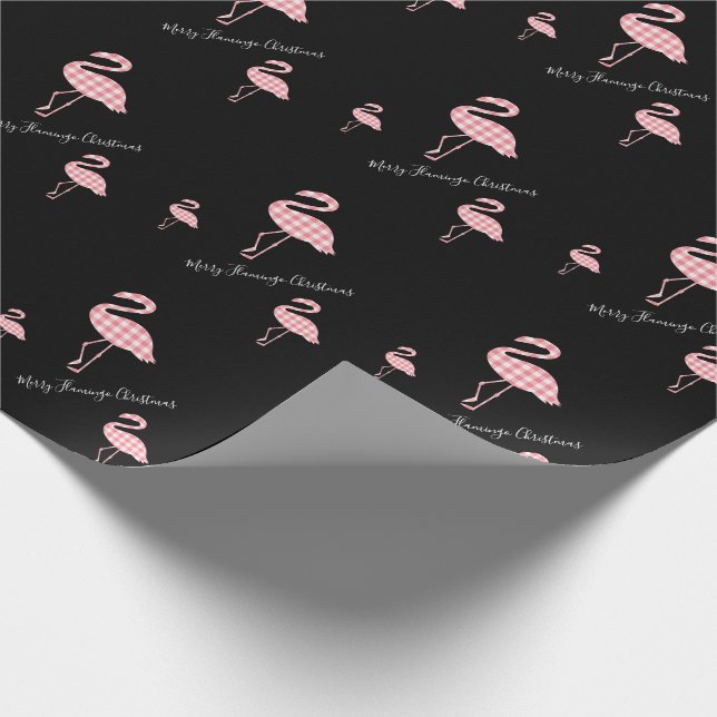 Frohe Weihnachten Flamingo Schwarz Rosa Buffalo Ka Geschenkpapier (Ecke)