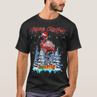 Frohe Weihnachten Flamingo Weihnachtslicht T-Shirt