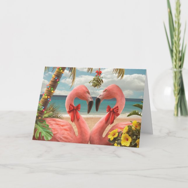 Frohe Weihnachten Flamingos (Vorderseite)