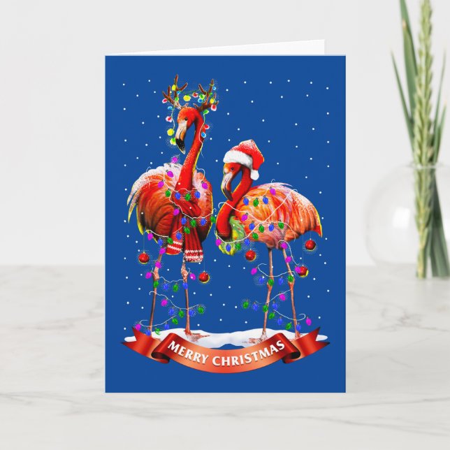Frohe Weihnachten Flamingos Karte (Vorderseite)