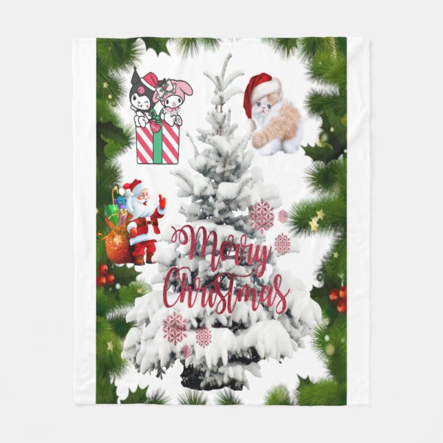 Frohe Weihnachten Fleecedecke (Vorderseite)