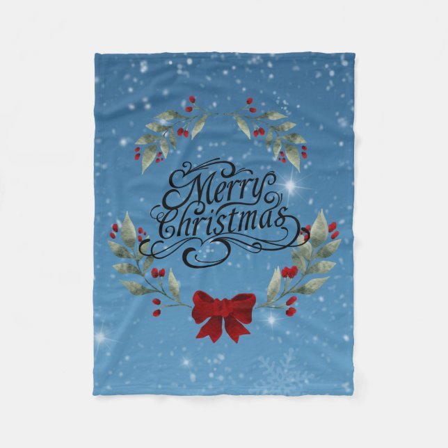 Frohe Weihnachten Fleecedecke (Vorderseite)