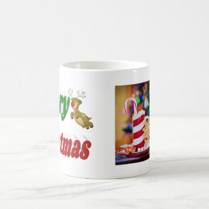 Frohe Weihnachten Fliegendes Rentier Foto-Typograf Kaffeetasse