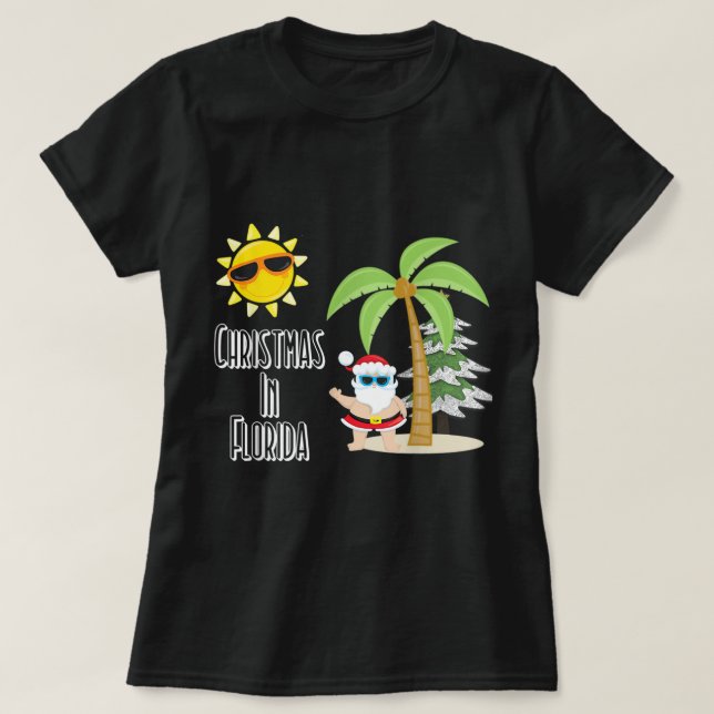 Frohe Weihnachten Florida Stil Santa Summer Beach T-Shirt (Design vorne)