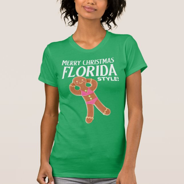 Frohe Weihnachten FLORIDA STYLE Gingerbread Bikini T-Shirt (Vorderseite)