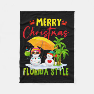 Frohe Weihnachten Florida Style Schneemann Sommer Fleecedecke