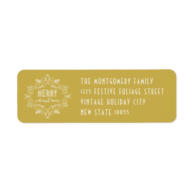 Frohe Weihnachten Foliage Art Deco Feiertage Adres (Vorne)