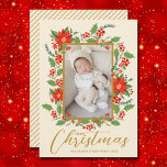 Frohe Weihnachten Foto<br><div class="desc">Poinsettias,  Beeren und Grün prägen Ihr Lieblings-Foto mit Ihren Namen und Gruß in schicken Schriften,  eine wunderschöne Art,  Urlaub zu jubeln. Wählen Sie High Definition für beste Druckqualität.</div>