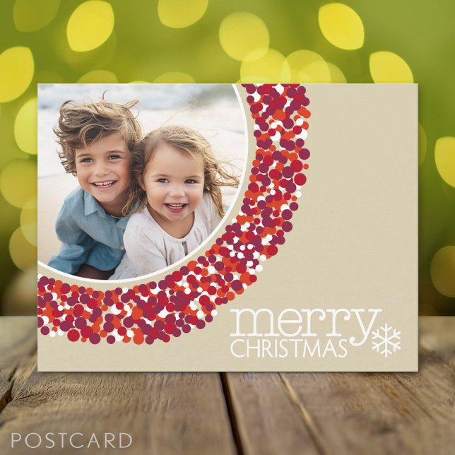 Frohe Weihnachten - Foto - Berry Kranz (Holiday Photo Postcard)