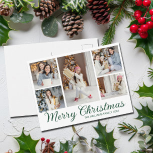 Frohe Weihnachten Foto-Collage Einfache grüne Schr