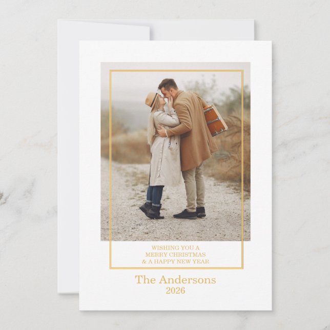Frohe Weihnachten Foto-Collage Goldene Weihnachtsk Einladung (Vorderseite)