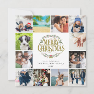 Frohe Weihnachten Foto-Collage Goldschrift