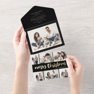 Frohe Weihnachten Foto-Collage Urlaub All In One Einladung