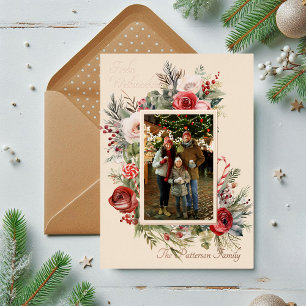 Frohe Weihnachten Foto Floral Foil German Folien Feiertagskarte