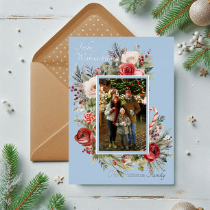 Frohe Weihnachten Foto Floral Foil German Folien Feiertagskarte