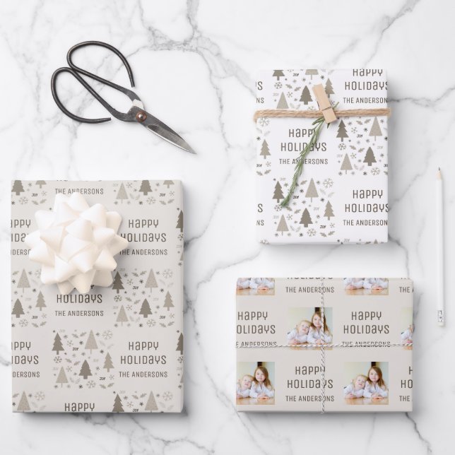 Frohe Weihnachten Foto Geschenkpapier Set (Vorderseite)