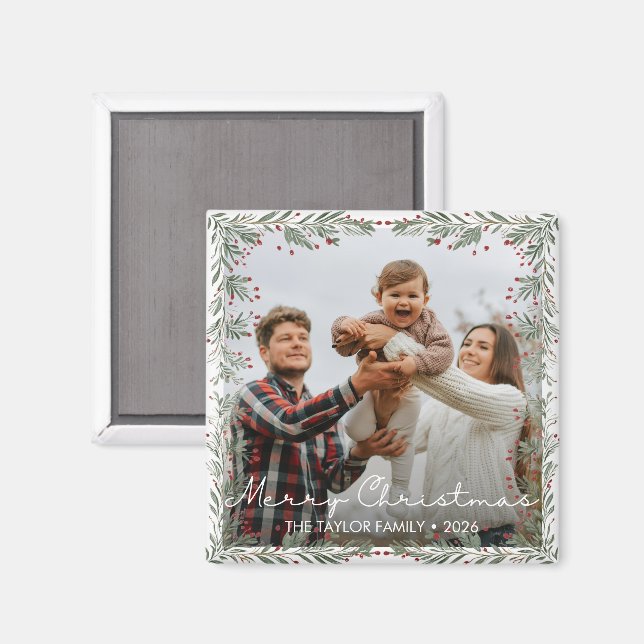 Frohe Weihnachten Foto Magnet (Vorderseite/Rückseite)