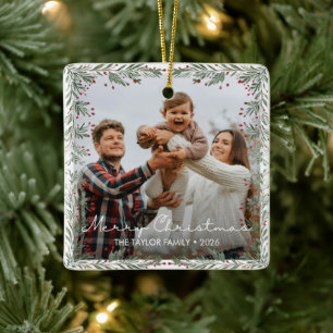 Frohe Weihnachten Foto Magnet Keramikornament