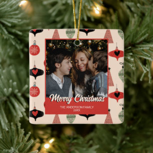 Frohe Weihnachten Foto Mitte des Jahrhunderts Mode Keramikornament