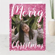 Frohe Weihnachten Foto Pink Glitzer