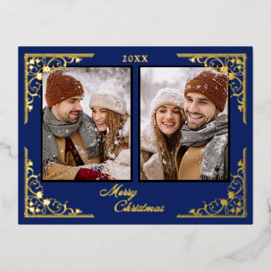 Frohe Weihnachten Foto-Postkarte Folien Feiertagspostkarte