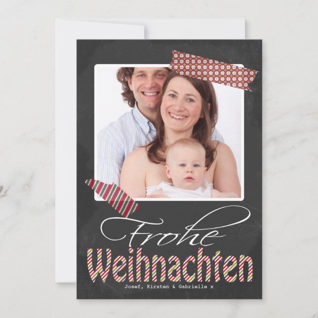 Frohe Weihnachten-Foto-Rahmen und Imitat-Band Feiertagskarte (Vorderseite)