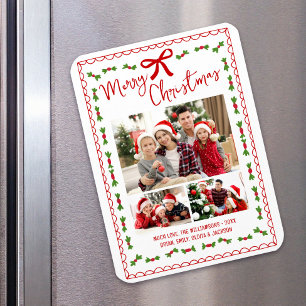 Frohe Weihnachten Foto rote Hand gezeichnete Doodl Magnet