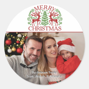 Frohe Weihnachten Foto Runder Aufkleber