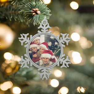 Frohe Weihnachten Foto Schneeflocke  Schneeflocken Zinn-Ornament